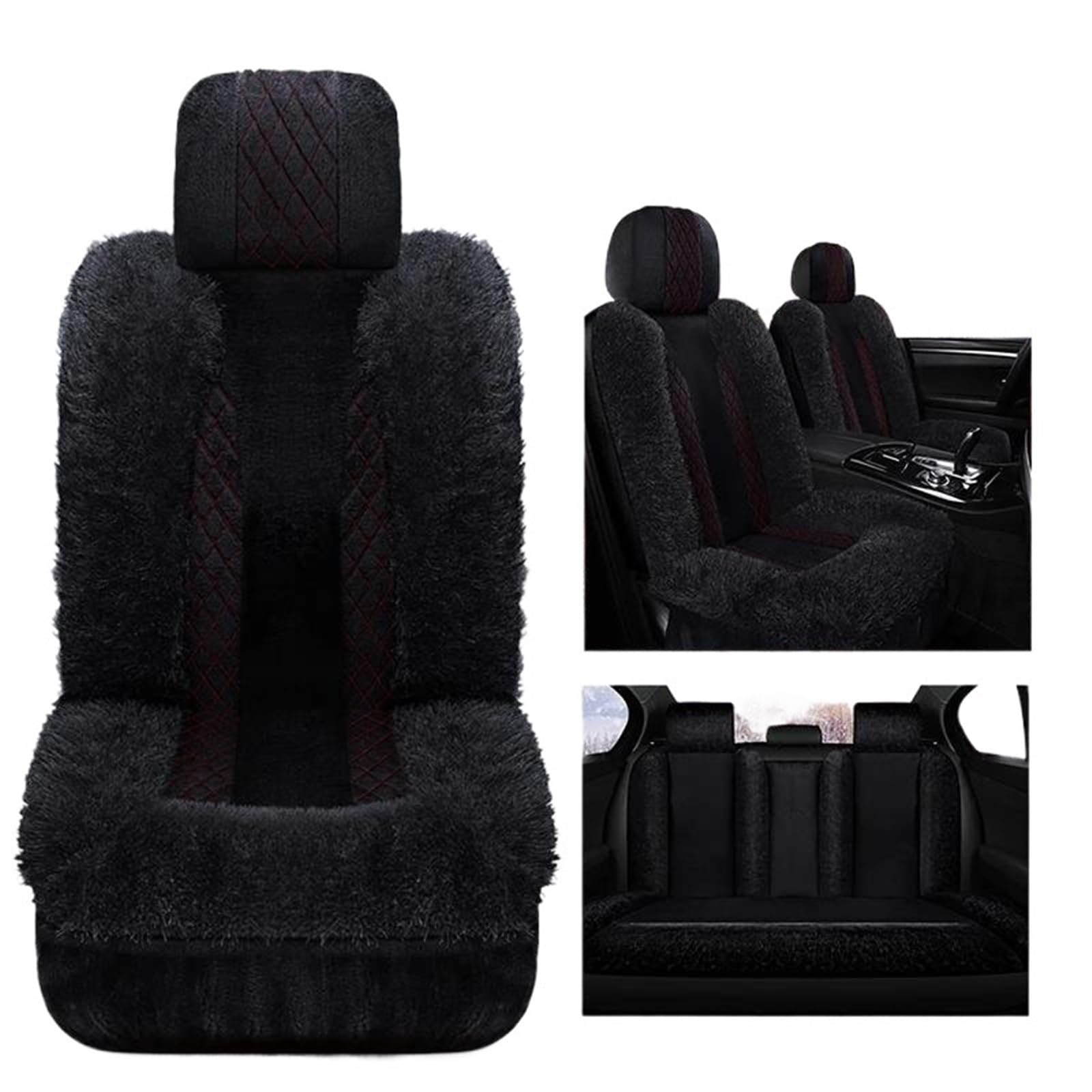 SYLTER Sitzbezüge Auto Winter Plüsch Auto Sitzbezug Für Mazda Cx3 Zubehör Auto Sitzbezüge Auto Sitzkissen Vordersitzbezüge(Black 5 PCS) von SYLTER