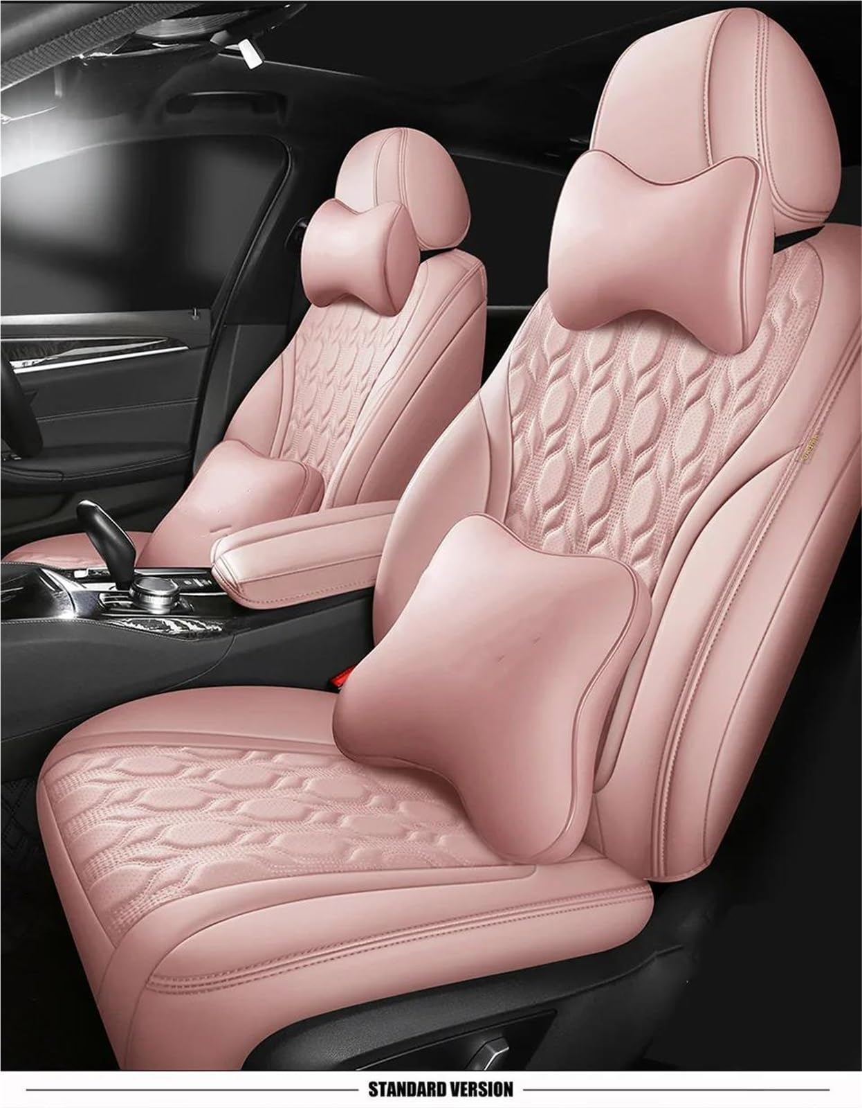 Sitzbezüge Auto Benutzerdefinierte Autositzschutzabdeckung für Hyundai i30 ix35 für Tucson für Accent für Sonata All-Inclusive-Kissen Jahreszeiten Vordersitzbezüge(Pink+Pillow) von SYLTER