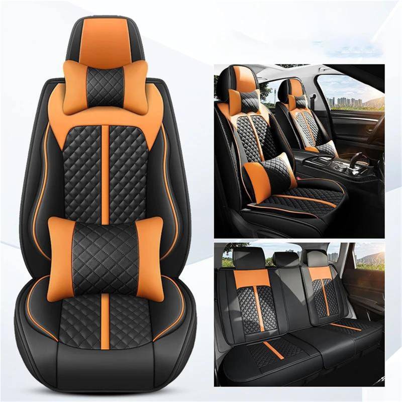 Sitzbezüge Auto Leder Autositzbezug für Suzuki für Vitara Innenzubehör Autositzbezüge Autositzkissen Vordersitzbezüge(Orange 9PCS) von SYLTER