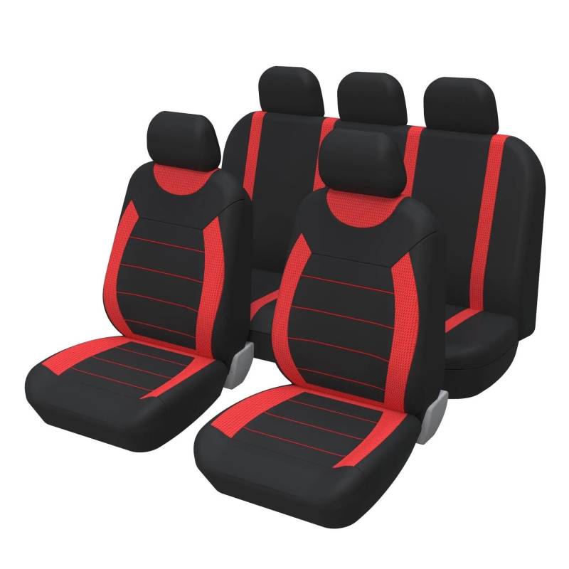 Sitzbezüge Auto Polyester Autositzbezug Sitzschutz Sitzkissen Für Mercedes Für Benz Für SLK SLC A Für AMG A45 C C63 E E55 Für GT Vordersitzbezüge(D-red) von SYLTER