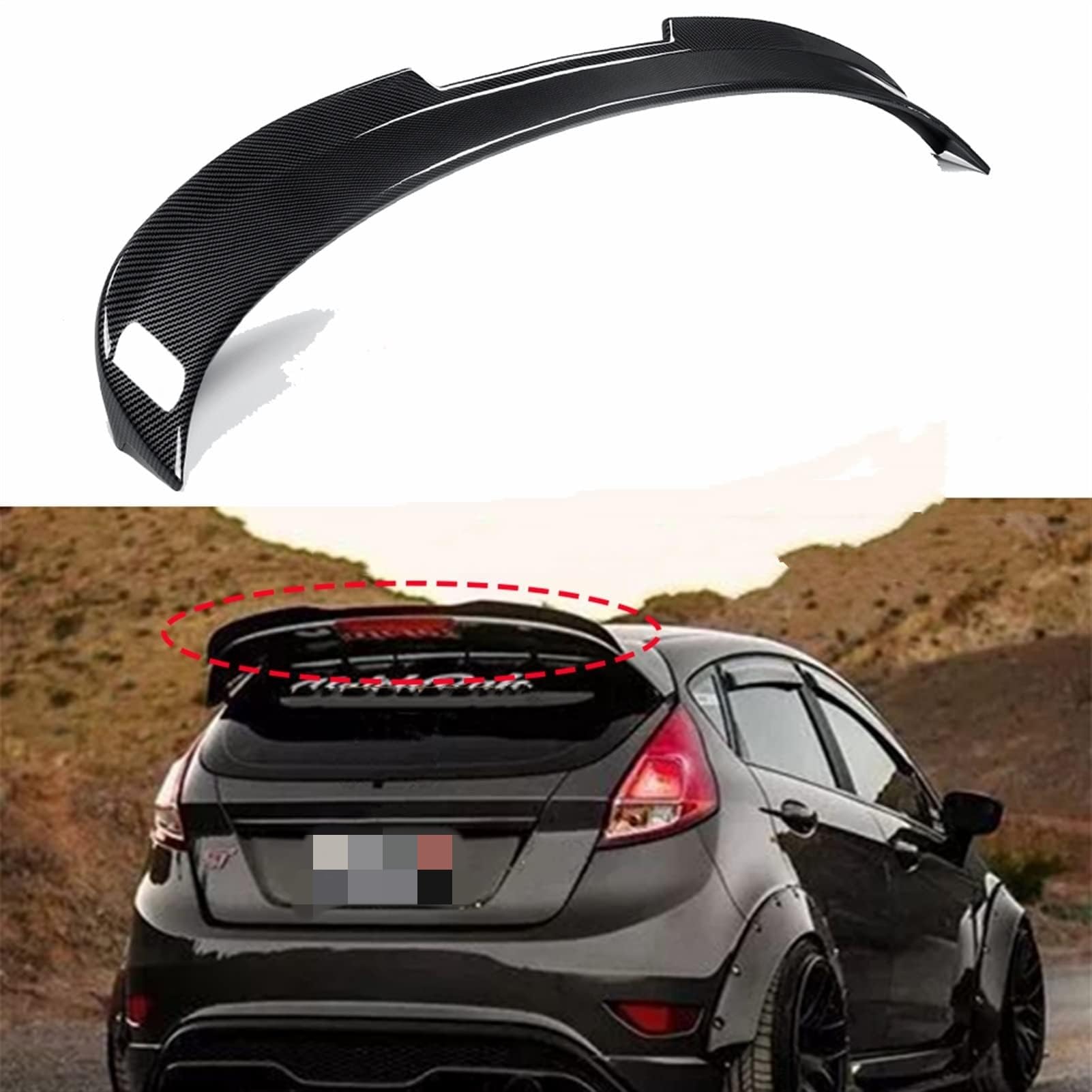 SYPPCH Auto Heckspoiler für Ford Fiesta MK6 MK7 MK7.5 MK8 ST 2002-2021, Kofferraumspoiler Heckflügel Lippe Dekoration Car Tuning Styling Zubehör in Schwarz, ABS-Material, Lackiert, Selbstklebend von SYPPCH