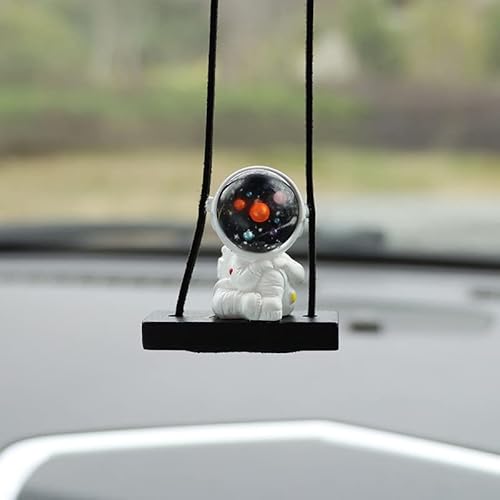 Auto Rückspiegel Anhänger, Astronauten-Auto-Rückspiegel-Zubehör Astronaut Cartoon Auto Dekoration Auto Innenraum Zubehör Hänge Ornament Spiegel Charms Zubehör Lustige Geschenke Heimdekoration von SYSUII