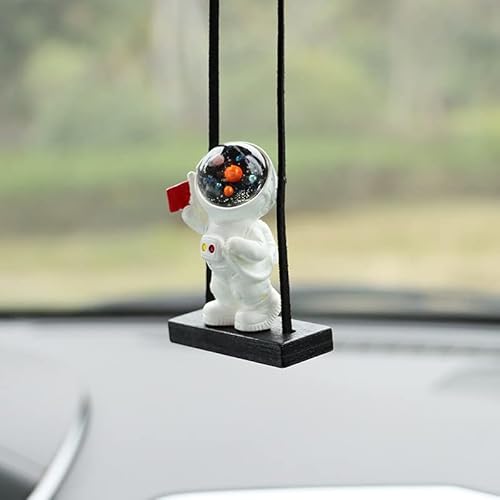 Auto Rückspiegel Anhänger, Astronauten-Auto-Rückspiegel-Zubehör Astronaut Cartoon Auto Dekoration Auto Innenraum Zubehör Hänge Ornament Spiegel Charms Zubehör Lustige Geschenke Heimdekoration von SYSUII