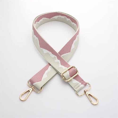 Breit 3.8CM Verstellbarer Taschengurt für Handtaschen Ersatz Trageriemen mit Karabiner Tragegurt Umhängegurt mit Strickmuster für Taschen Handtaschen Umhängegurt Herren DIY Zubehör Rosa + Beige von SYSUII