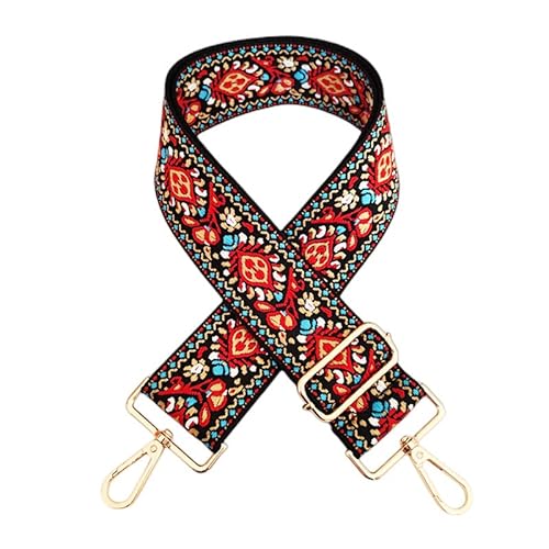 Bunt Blumen Schultergurt Verstellbarer Tragegurt für Handtaschen 5cm Breiter 75-130cm Schulterriemen Umhängegurt Herren Taschenriemen Damen DIY Zubehör für Tasche mit Gold Karabiner-Rot Gelb von SYSUII