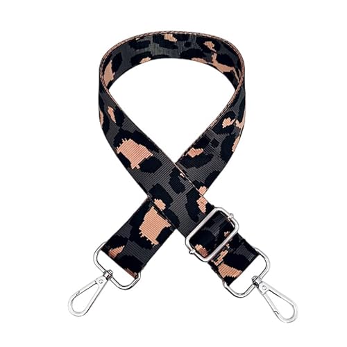 Bunt Schultergurt Leopard Muster Längenverstellbarer Tragegurt für Handtaschen 3.8cm Breiter 75-130cm Schulterriemen Umhängegurt Herren Taschenriemen Damen DIY Zubehör für Tasche -Dunkelgrau von SYSUII