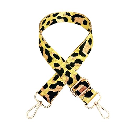 Bunt Schultergurt Leopard Muster Längenverstellbarer Tragegurt für Handtaschen 3.8cm Breiter 75-130cm Schulterriemen Umhängegurt Herren Taschenriemen Damen DIY Zubehör für Tasche -Gelb von SYSUII