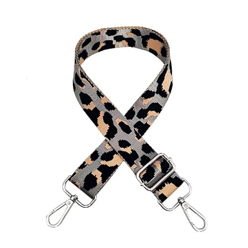 Bunt Schultergurt Leopard Muster Längenverstellbarer Tragegurt für Handtaschen 3.8cm Breiter 75-130cm Schulterriemen Umhängegurt Herren Taschenriemen Damen DIY Zubehör für Tasche -Grau von SYSUII