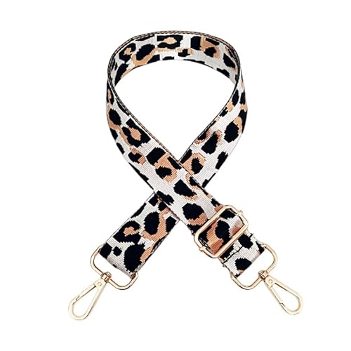 Bunt Schultergurt Leopard Muster Längenverstellbarer Tragegurt für Handtaschen 3.8cm Breiter 75-130cm Schulterriemen Umhängegurt Herren Taschenriemen Damen DIY Zubehör für Tasche -weiß Khaki von SYSUII