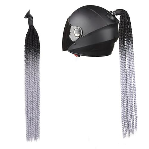 Helm-Accessoires Zöpfe,Motorrad Helm Zöpfe Gradient Helm Pferdeschwanz Helm Haar mit Saugnapf Punk Stil Motorrad Helm Pigtails Motorradhelm Braids Haarteile Motorradhelm Dekoration Zubehör von SYSUII