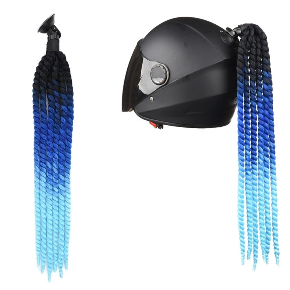 Helm-Accessoires Zöpfe,Motorrad Helm Zöpfe Gradient Helm Pferdeschwanz Helm Haar mit Saugnapf Punk Stil Motorrad Helm Pigtails Motorradhelm Braids Haarteile Motorradhelm Dekoration Zubehör von SYSUII