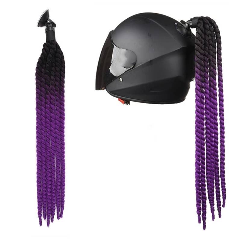 Helm-Accessoires Zöpfe,Motorrad Helm Zöpfe Gradient Helm Pferdeschwanz Helm Haar mit Saugnapf Punk Stil Motorrad Helm Pigtails Motorradhelm Braids Haarteile Motorradhelm Dekoration Zubehör von SYSUII