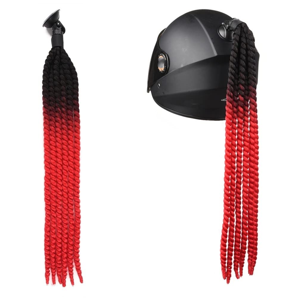 Helm-Accessoires Zöpfe,Motorrad Helm Zöpfe Gradient Helm Pferdeschwanz Helm Haar mit Saugnapf Punk Stil Motorrad Helm Pigtails Motorradhelm Braids Haarteile Motorradhelm Dekoration Zubehör von SYSUII