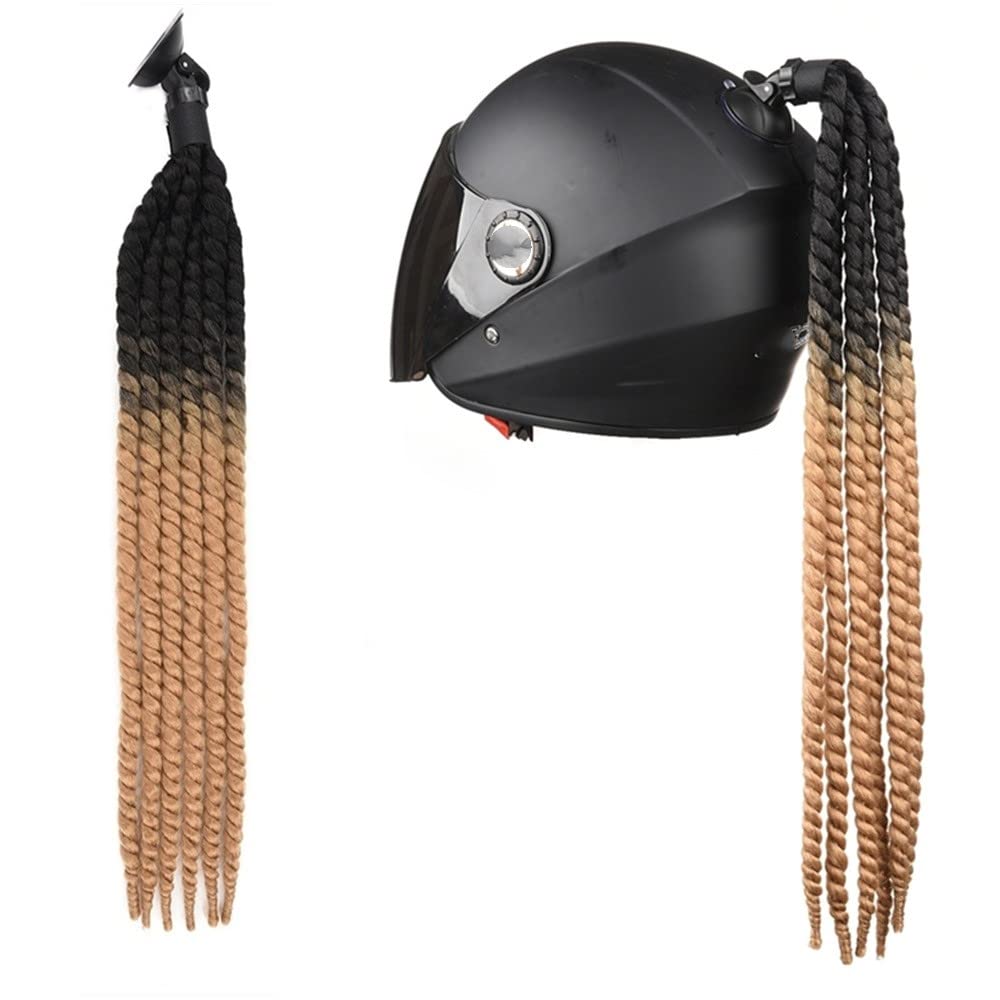 Helm-Accessoires Zöpfe,Motorrad Helm Zöpfe Gradient Helm Pferdeschwanz Helm Haar mit Saugnapf Punk Stil Motorrad Helm Pigtails Motorradhelm Braids Haarteile Motorradhelm Dekoration Zubehör von SYSUII