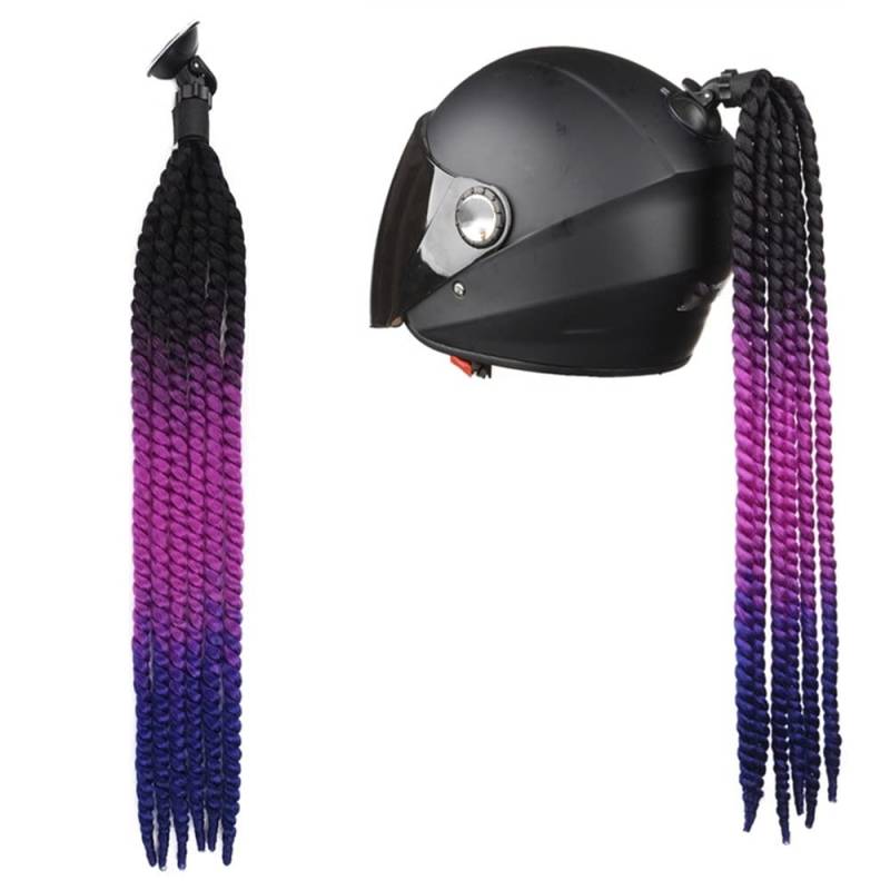 Helm-Accessoires Zöpfe,Motorrad Helm Zöpfe Gradient Helm Pferdeschwanz Helm Haar mit Saugnapf Punk Stil Motorrad Helm Pigtails Motorradhelm Braids Haarteile Motorradhelm Dekoration Zubehör von SYSUII