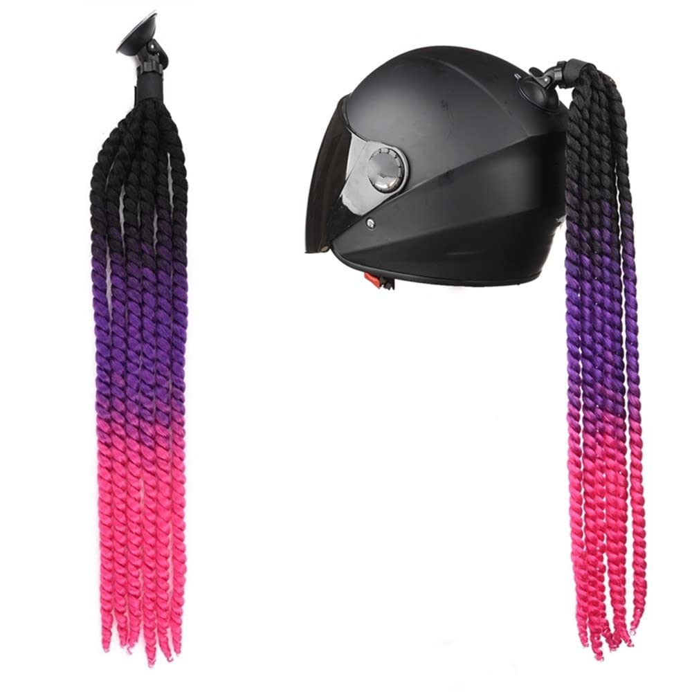 Helm-Accessoires Zöpfe,Motorrad Helm Zöpfe Gradient Helm Pferdeschwanz Helm Haar mit Saugnapf Punk Stil Motorrad Helm Pigtails Motorradhelm Braids Haarteile Motorradhelm Dekoration Zubehör von SYSUII