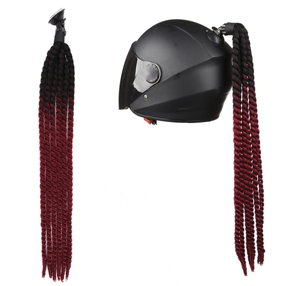 Helm-Accessoires Zöpfe,Motorrad Helm Zöpfe Gradient Helm Pferdeschwanz Helm Haar mit Saugnapf Punk Stil Motorrad Helm Pigtails Motorradhelm Braids Haarteile Motorradhelm Dekoration Zubehör von SYSUII