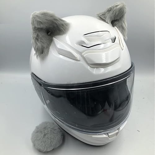 Motorradhelm Dekoration,2 Stück Motorrad Helm-Ohren + Schwanz Dekorations Süßer Plüsch Katzenohrform Dekoration Aufkleber Persönlichkeit Plüsch Katzenohr Helm-Ohren für Rolle Motorradhelm von SYSUII