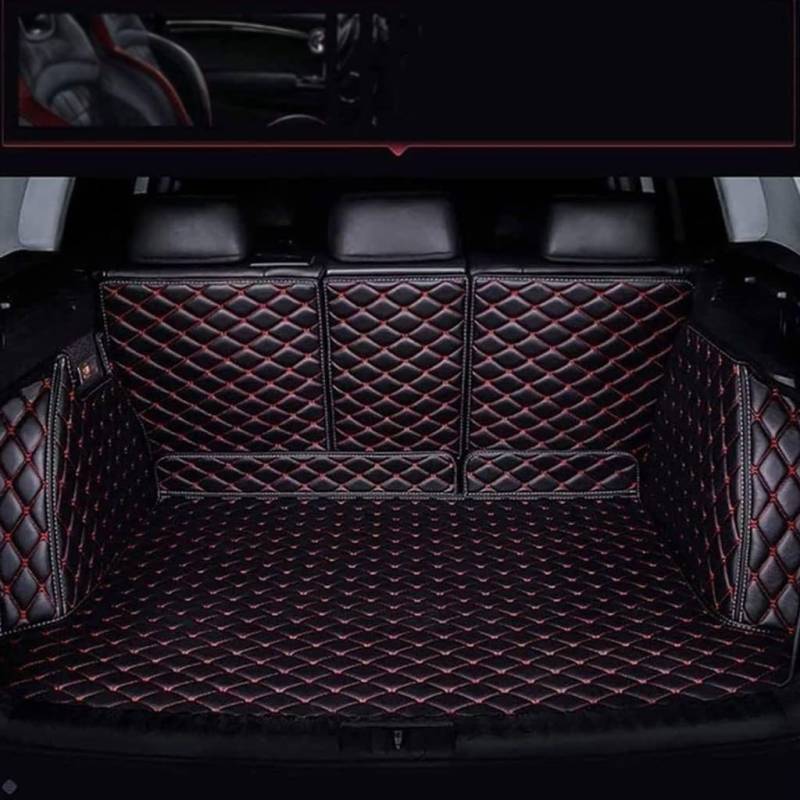 Auto Kofferraummatte für Renault Talisman GrandTour Wagon 2016-2022,Leder Kofferraumwanne Kofferraumwanne Schutzmatte,Cargo Teppich Antirutschmatte,Kofferraum Matte Schutzmatte,A-Black+Red von SYSZZGCL