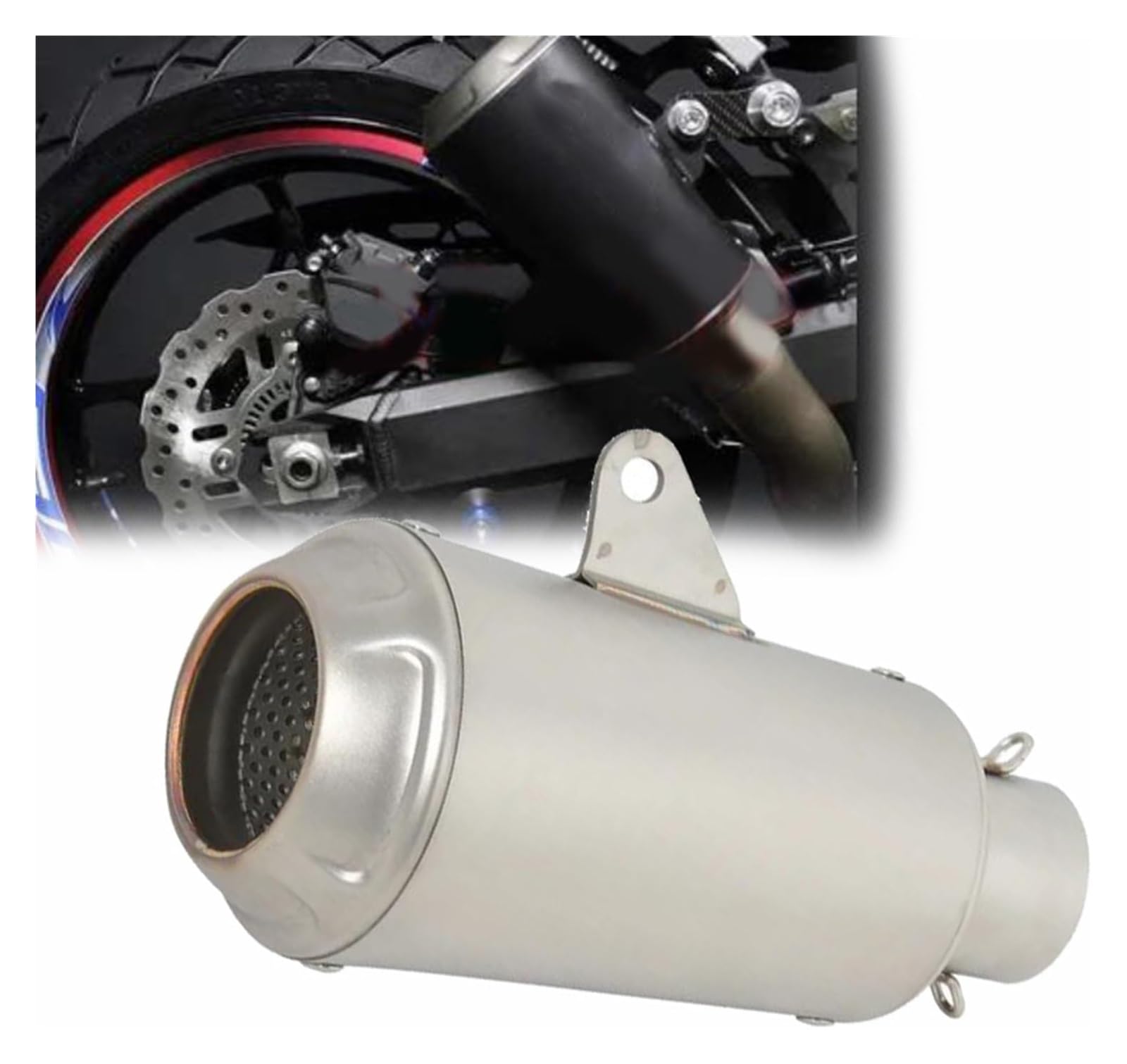 SYUBTGAN Für B&MW S1000XR S 1000 XR Motorradauspuff Universal 51MM Motorrad LV-10 Auspuffrohr DB Killer Schalldämpfer Escape Auspuff Schalldämpfer(Silver) von SYUBTGAN