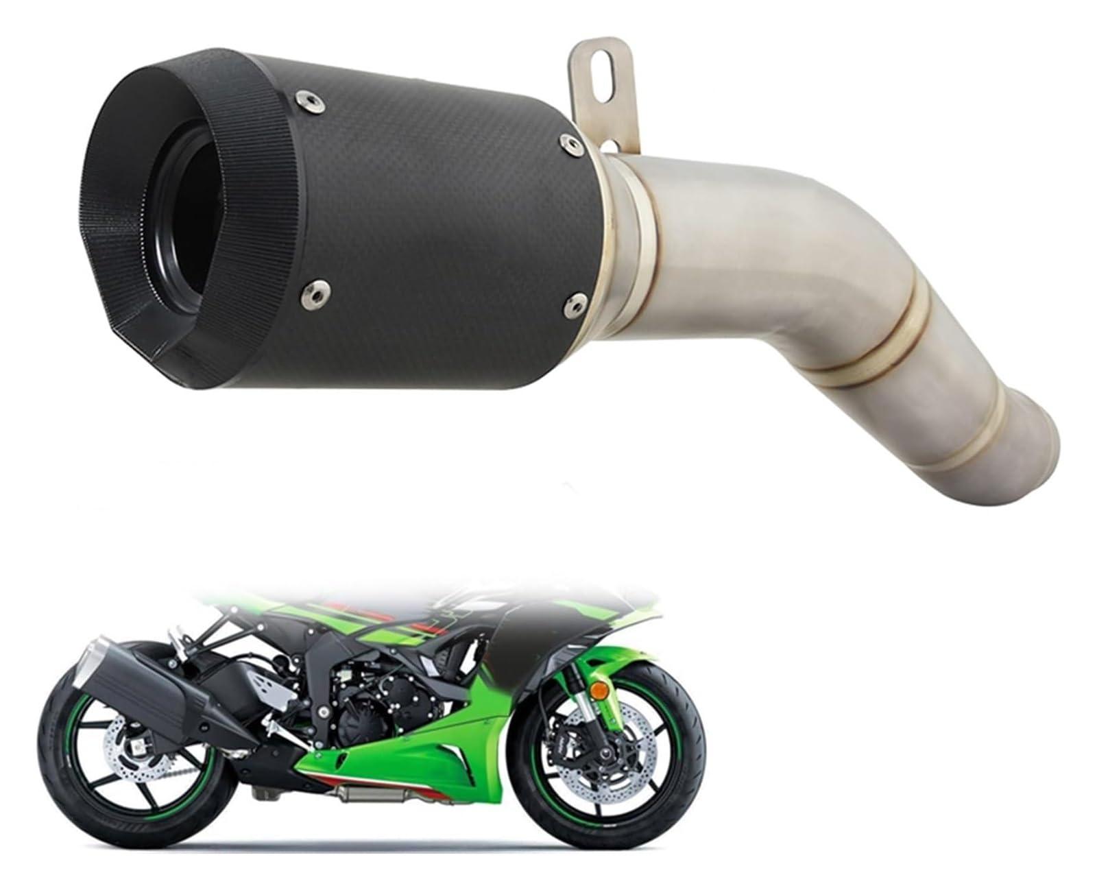 SYUBTGAN Für K&awasaki Für Ninja ZX-6R ZX6R 636 2023 2024 Motorradauspuff Slip On Titanlegierung Rohrverbindungsrohr Fluchtfaserschalldämpfer Auspuff Schalldämpfer von SYUBTGAN