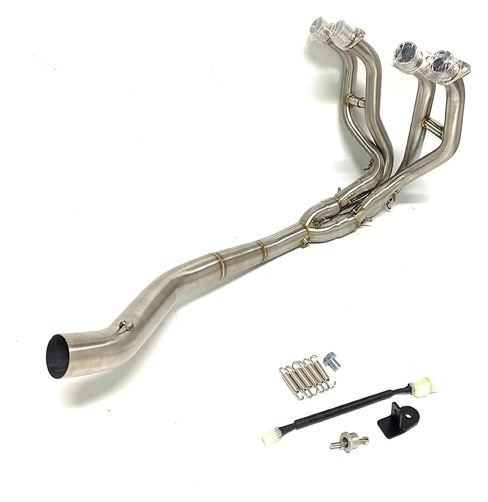 Für K&awasaki ZX25R ZX-25R 51mm 2020 2021 2022 Escape Modified Front Link Pipe Slip On Auspuffkrümmer Auspuff Titanrohr Auspuff Schalldämpfer(Stainless Steel) von SYUBTGAN