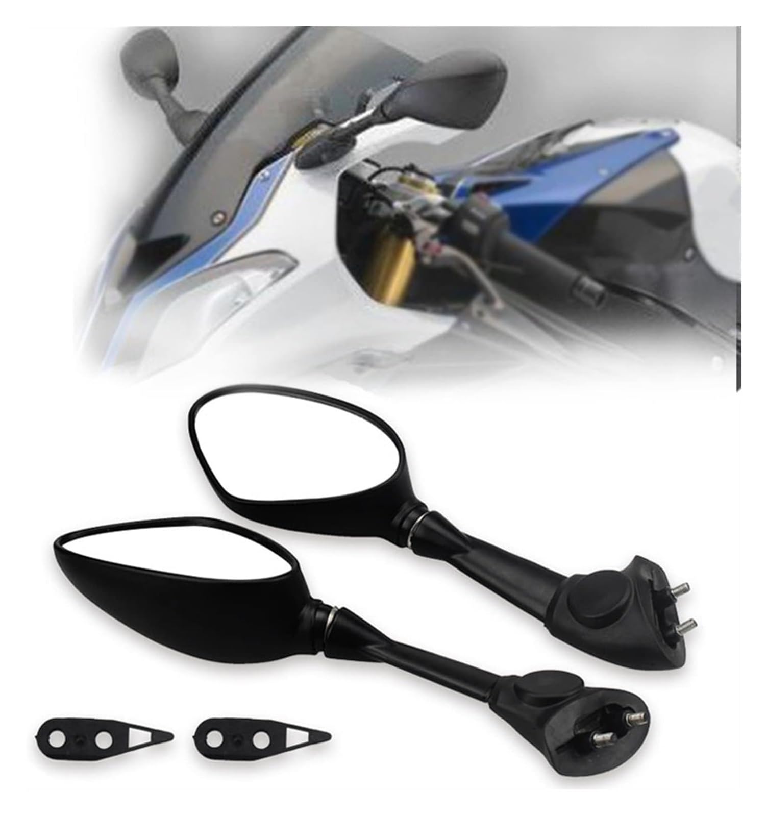 Motorrad Rückspiegel Für B&M&W S1000RR S1000 RR 2010-2018 HP4 2011-2015 Motorrad-Rückspiegel Seitenspiegel Schwarze Dekoration Rückspiegel(Collapsible) von SYUBTGAN