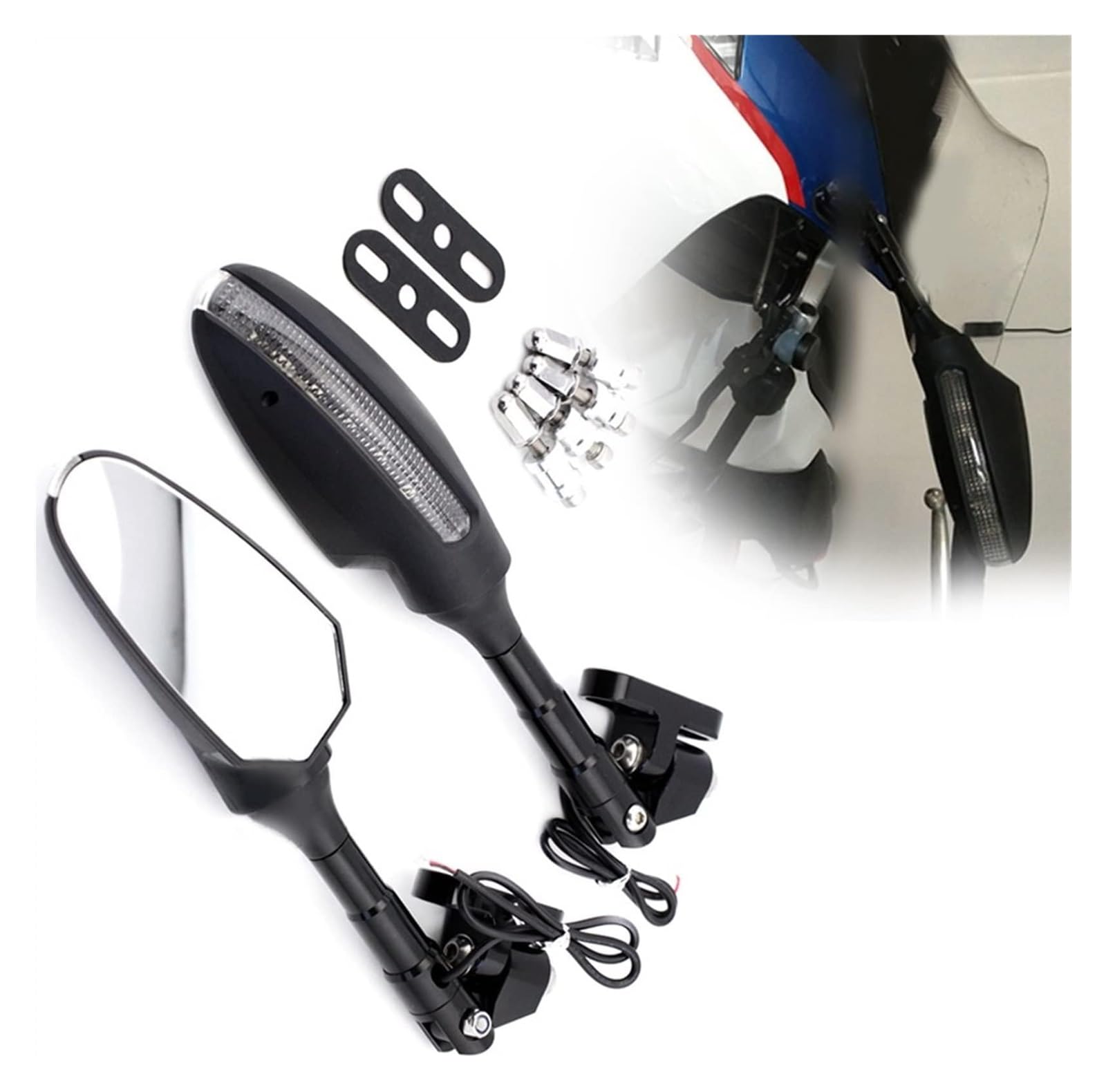 Motorrad Rückspiegel Für BM&W K1200S 2005 2006 2007/ K1300S 2009-2015 Motorradzubehör Einstellbare Seitenrückansicht Dekoration Rückspiegel Blinker von SYUBTGAN