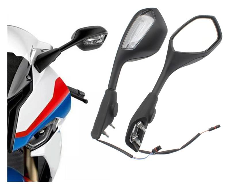 Motorrad Rückspiegel Für BM&W S1000RR 2019 2020 2021 Motorrad Links Rechts Rückspiegel LED Blinker Dekoration von SYUBTGAN