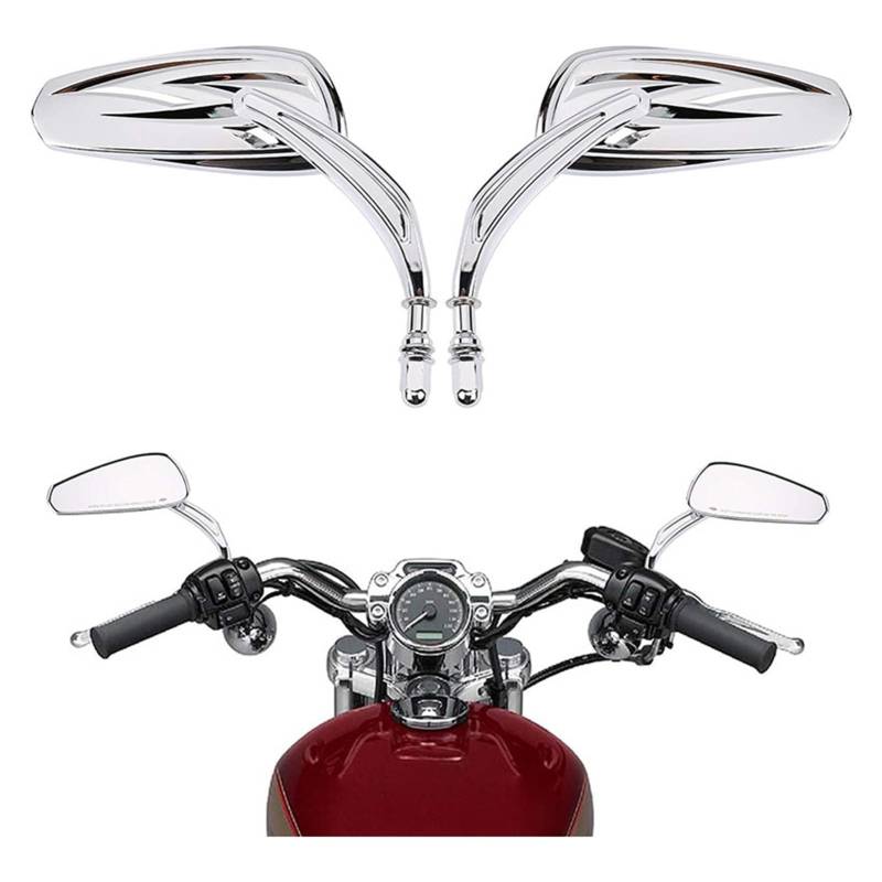 Motorrad Rückspiegel Für Harley Für Davidson Softail Standard FXST Glide Electra Road Custom Dyna Für Touring Motorrad Flaming Chrome/Schwarze Seitenspiegel(2) von SYUBTGAN