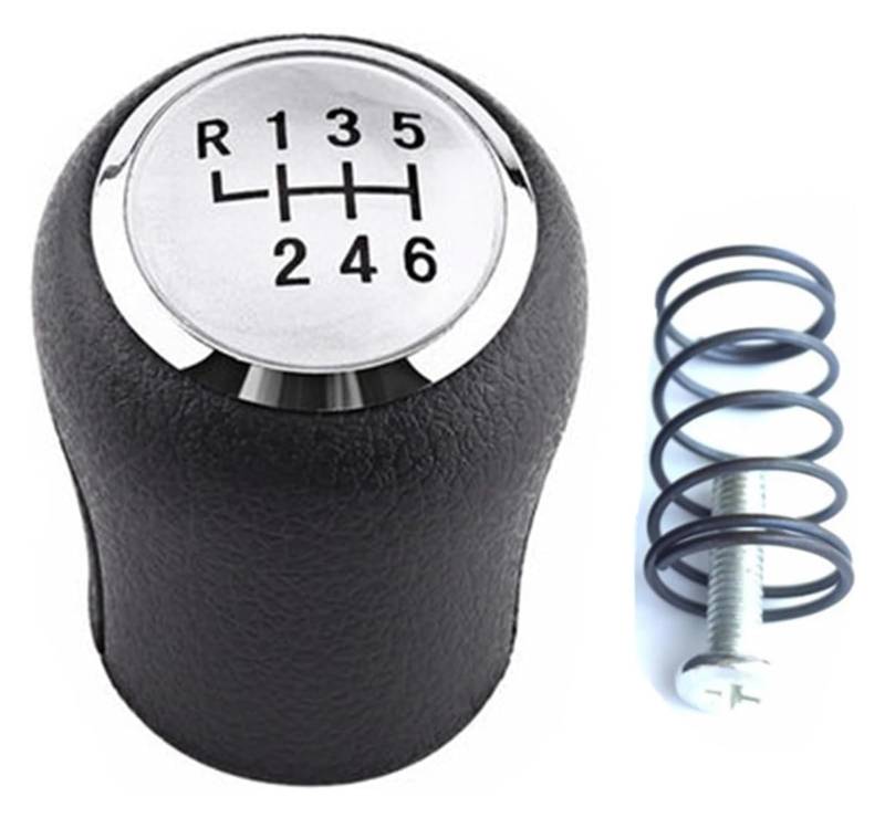 Schaltknäufe Accessoires Shifter Für VW Für Transporter T5 T5.1 T6 2003-2015 Schaltknauf Leder Gamasche Boot Abdeckung Kragen Fall 5/6 Geschwindigkeit Schaltknäufe(6 Speed Knob Silver) von SYUBTGAN