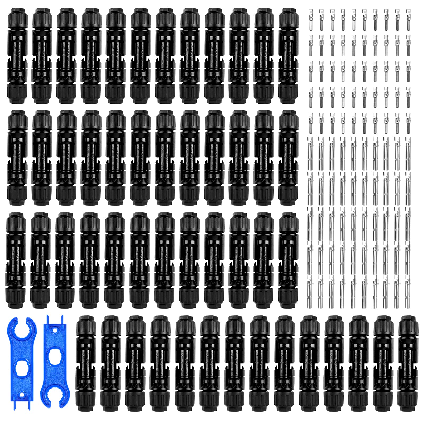 SZ-KARIDGE 50 Paar Solarstecker,Solarpanel Stecker mit 2pcs Schraubenschlüssel, Solarpanel Kabelstecker Photovoltaik Steckverbinder IP67 von SZ-KARIDGE
