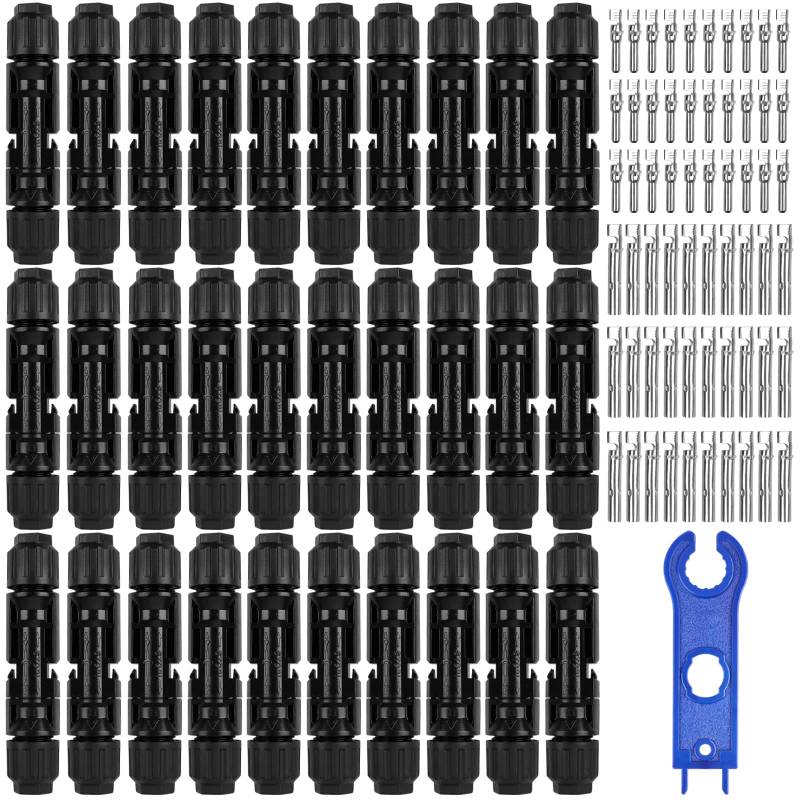 Solarpanel Stecker, 30 Paar Solarstecker Stecker mit 1 pcs Schraubenschlüssel, IP67 Photovoltaik Steckverbinder von SZ-KARIDGE