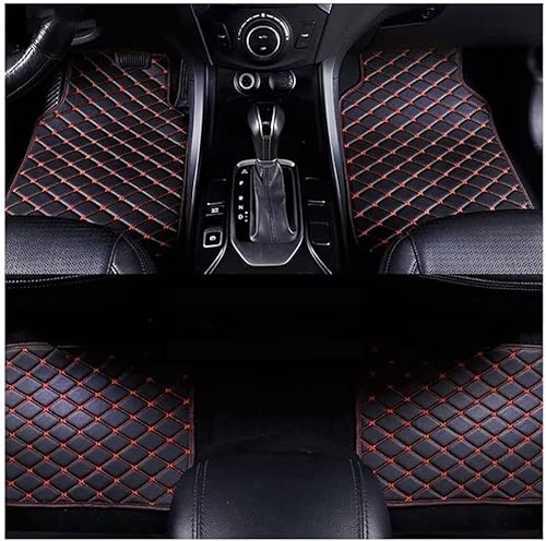 Auto Bodenmatte Fußmatten für Audi Q4 e-tron 2021-2023 2024, Nach Maß Allwetterschutz Leder Fussmatten Vorne und Hinten Automatten Set,Black-Red von SZFCL