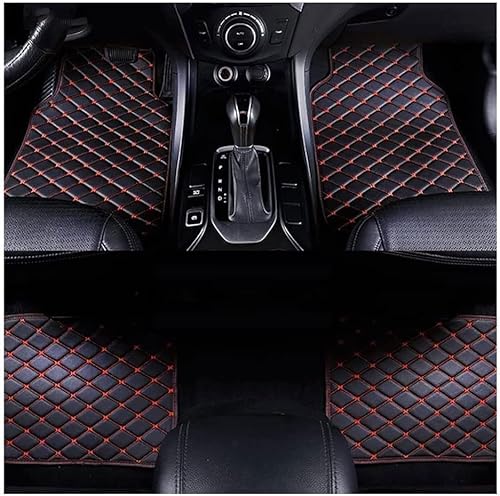 Auto Bodenmatte Fußmatten für BMW X5 1999-2007 E53, Nach Maß Allwetterschutz Leder Fussmatten Vorne und Hinten Automatten Set,Black-Red von SZFCL