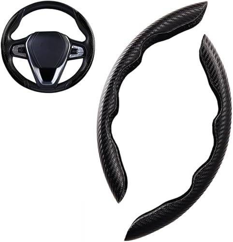 SZFCL 2 Stück Auto Lenkradbezug für Mazda CX-3 /CX-30 /CX-4 /CX-5 /CX-50 /CX-60 /CX-8 /CX-9, Anti Rutsch Bequemes Atmungsaktiv Carbon Faser Segmentierter Lenkradhüllen,Black von SZFCL