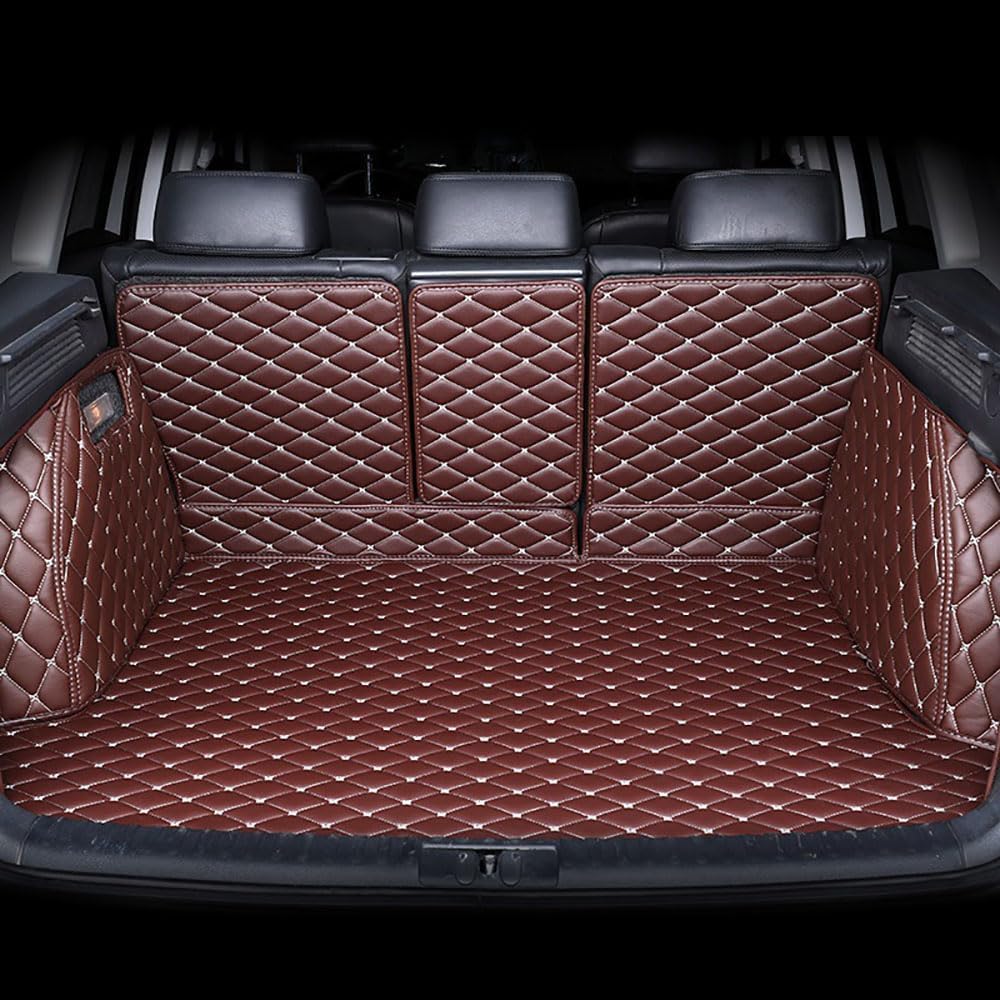 Voller Surround Auto Leder Kofferraummatten für Mini Clubman 2016-2019, Cargo Teppich Kratzfest rutschfest Kofferraum Schutzmatten Zubehör,Coffee von SZFCL