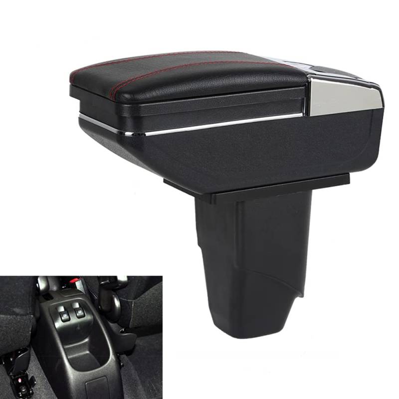 SZSS-CAR Leder Auto Mittelkonsole Armlehne Box Kompatibel mit Peugeot 206 2005~2008/Peugeot 207 2008 2009 2010~2011 2012 2013 Auto Armlehnen Aufbewahrungsbox,Schwarz von SZSS-CAR