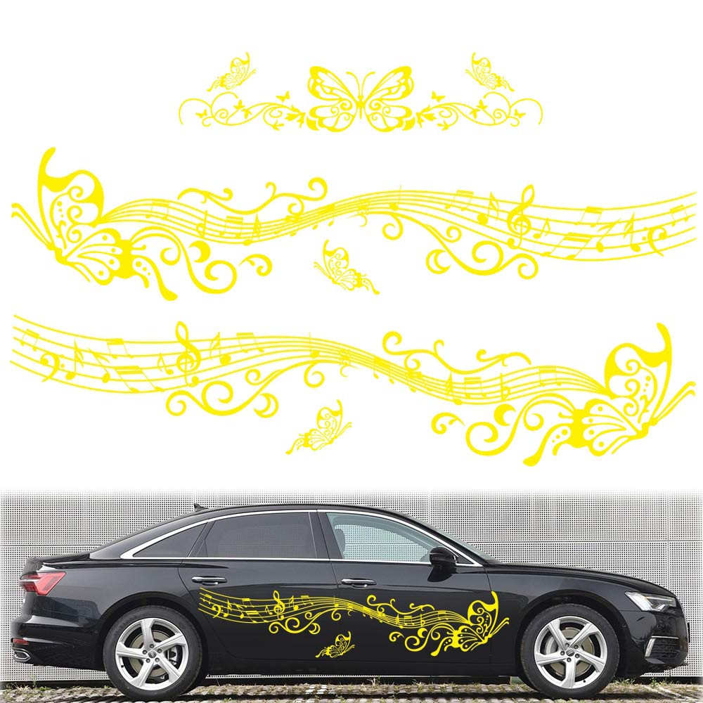 SZSS-CAR Vinyl-Aufkleber, Motiv Schmetterling, Musiknote, Auto-Aufkleber, Karosseriebild, Seitentür, Autos, Notenblätter von SZSS-CAR