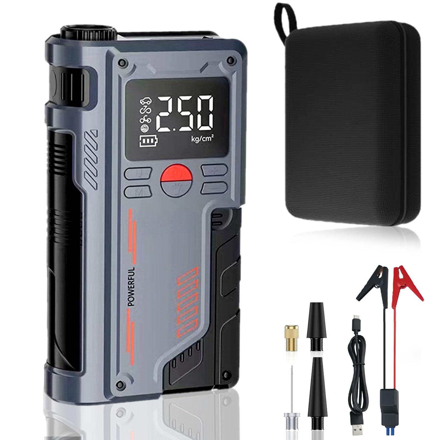 Starthilfe Powerbank 1000A 12V (für 4,0L Benzin Oder 2,5L Diesel) Tragbare Auto Starthilfe mit LED-Taschenlampe & LCD-Display, 10000mAh Autobatterie für SUV, Motorrad, Rasenmäher von SZSZLMY