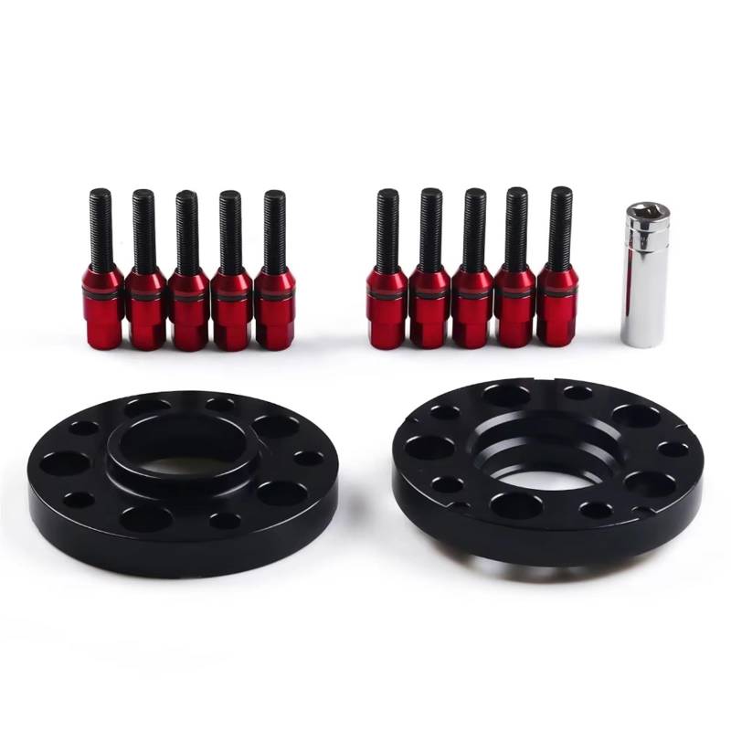 SZTMYVUW Auto Zubehör Kompatibel Mit E36 E46 323 325 328 335i 545i 20 Mm 5 X 120 Mm 72,56 Mm Hubcentric Spurverbreiterungen M12 X 1,5 Kegelschrauben(Red Bolts) von SZTMYVUW