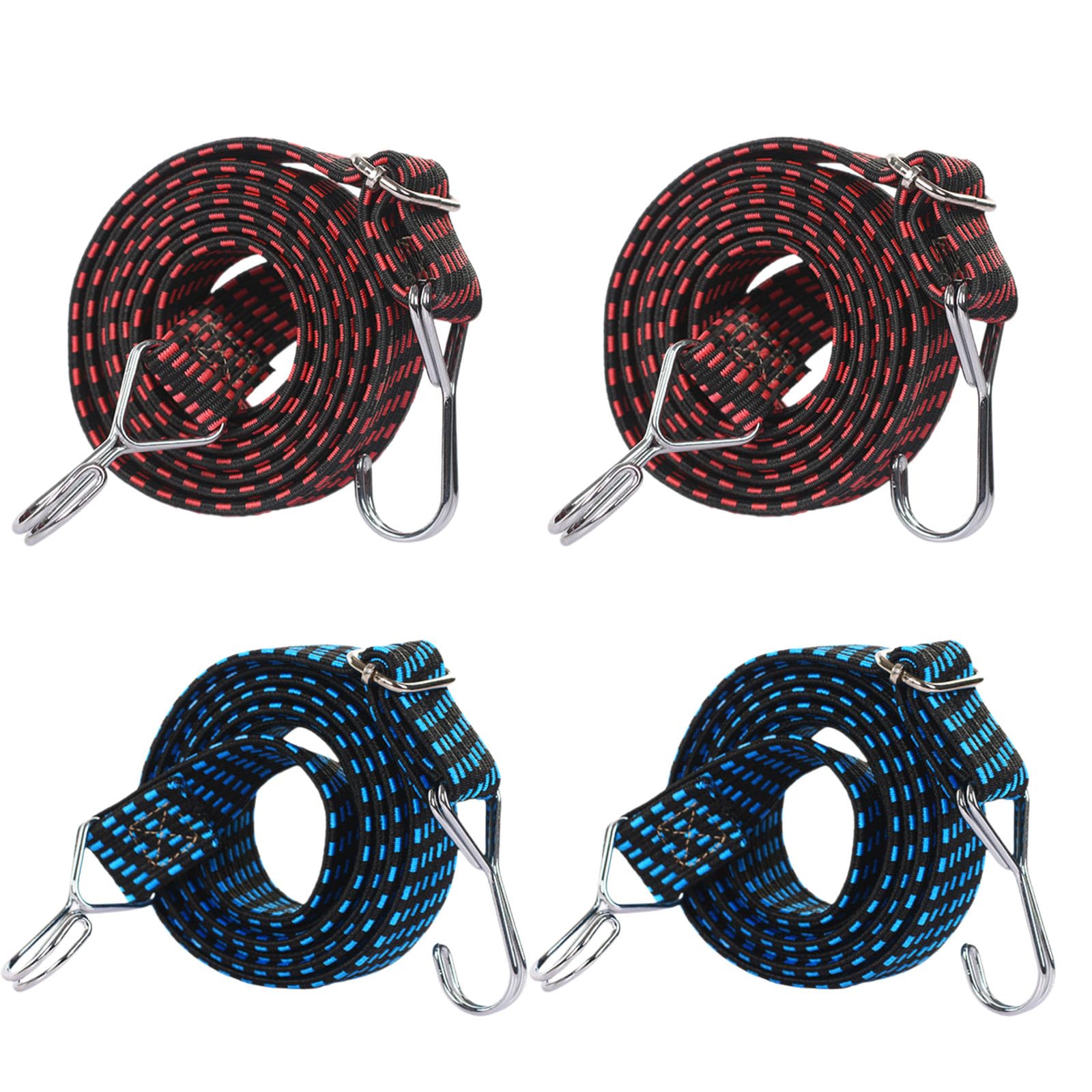 SZYDD 4-teiliges elastisches Seil, elastische Gurte mit Haken, starkes elastisches Seil für Zelte, Camping, Gepäck von SZYDD