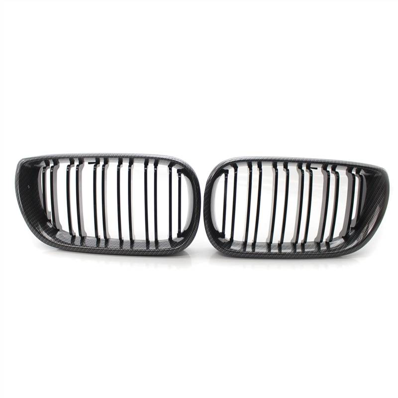 Front Kühlergrill Kompatibel Mit E46 2002 2003 2004 2005 Kohlefaser Auto Niere Grill Abdeckhaube Grill Lufteinlass Grill Frontgitter Obere Grilla Stoßstange(Carbon Fiber) von SZYNBQ