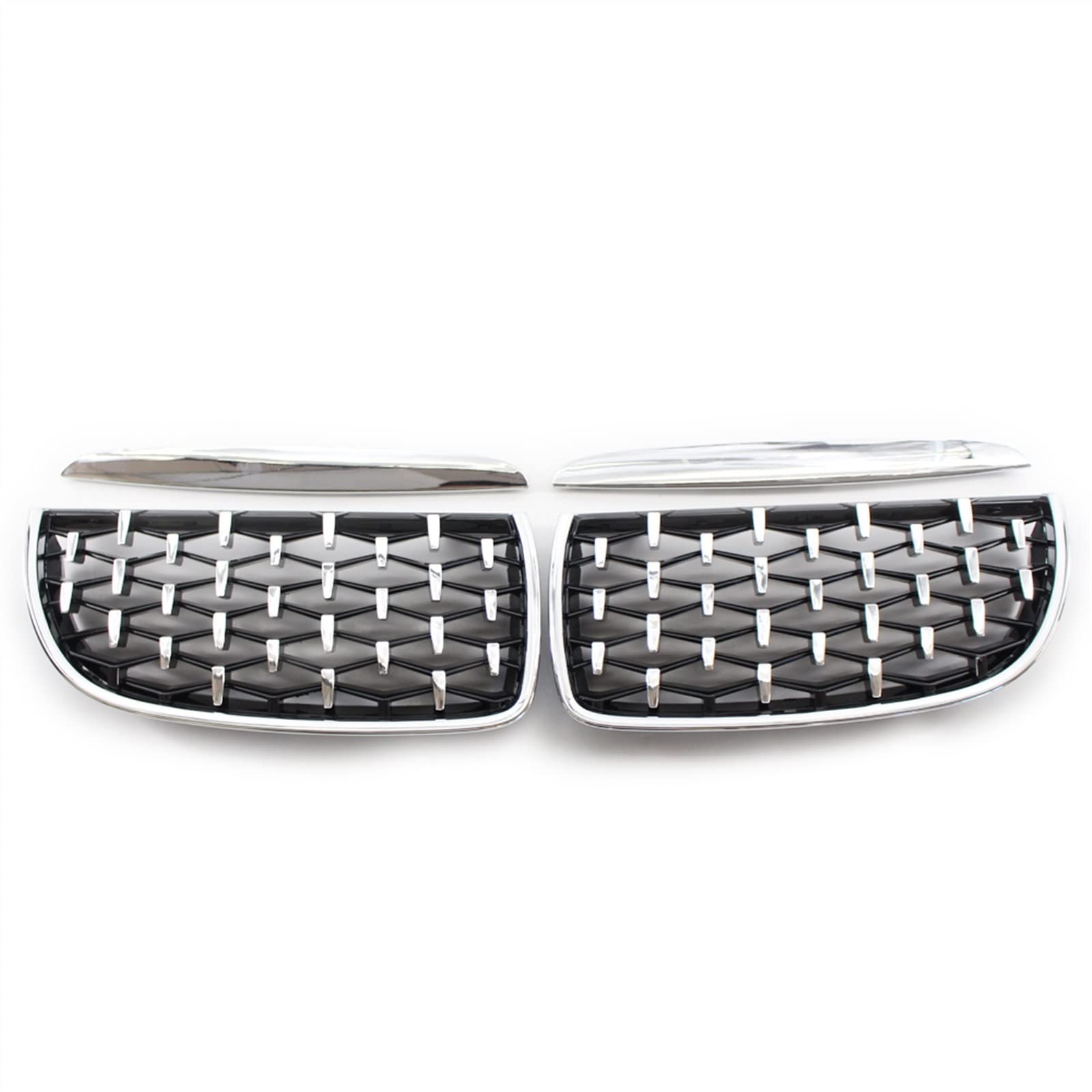 Front Kühlergrill Kompatibel Mit E46 318i 320i 328i 3er 4 Türer 2002 2003 2004 2005 Auto-Snap-on-Stoßfänger-Front-Nierengitter(All Silver) von SZYNBQ