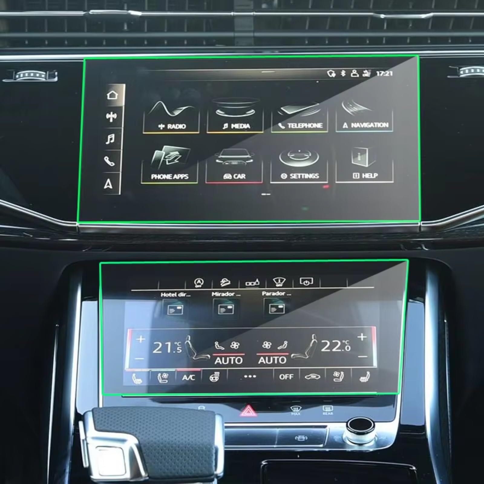 Kompatibel Mit Q8 2019 2020 2021, 1 Stück, Auto-Navigation, Gehärtetes Glas, Displayschutzfolie, LCD-Armaturenbrett-Bildschirmschutz(Up and down Screen) von SZYNBQ