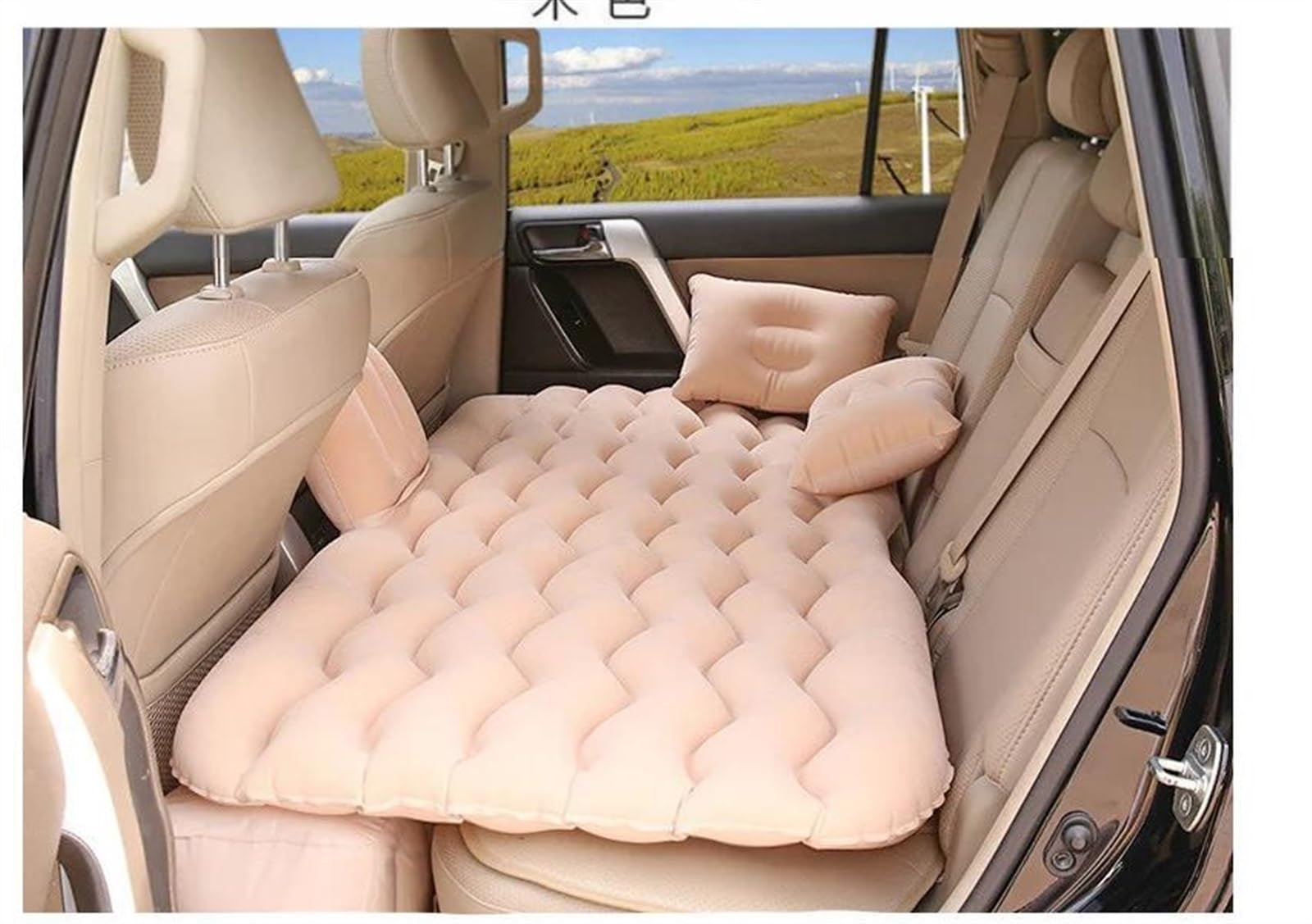 SZYNBQ Auto Luftmatratzen Aufblasbare Auto-Reisematratze, Universal-Rückseiten-Multifunktionssofakissen, Outdoor-Campingkissen, Auto-Luftmatratze, Autozubehör, 130 X 70 cm(Beige) von SZYNBQ