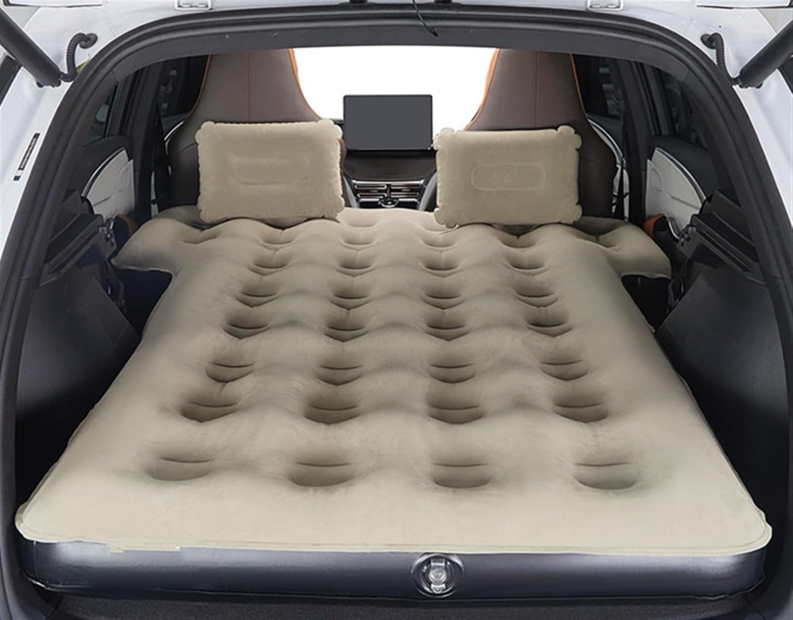 SZYNBQ Auto Luftmatratzen Auto Matratze SUV Luftmatratze Mit Luftpumpe Auto Luftbett Kissen Kofferraum Reise Camping Zuhause Outdoor Tragbare Isomatte Autozubehör(Beige) von SZYNBQ