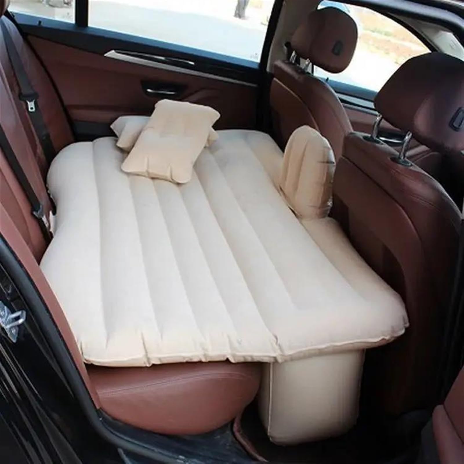 SZYNBQ Auto Luftmatratzen Auto Reisebett Automotive Luft Aufblasbare Matratze Camping Sofa Rücklehne Kissen Isomatte Universal Luftmatratze Luftbett 135 * 80cm(Beige) von SZYNBQ