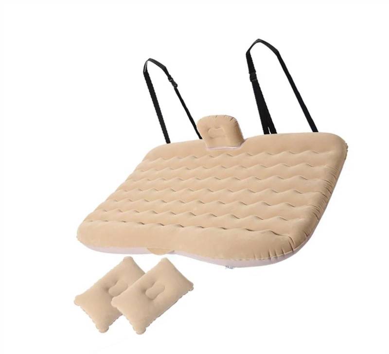 SZYNBQ Auto Luftmatratzen Universal Auto Luftbett 80x130cm Aufblasbares Reisebett Auto Rücksitz Kofferraum Matratze Luftbett Kissen Für Reisen Camping Familienausflug(Beige) von SZYNBQ