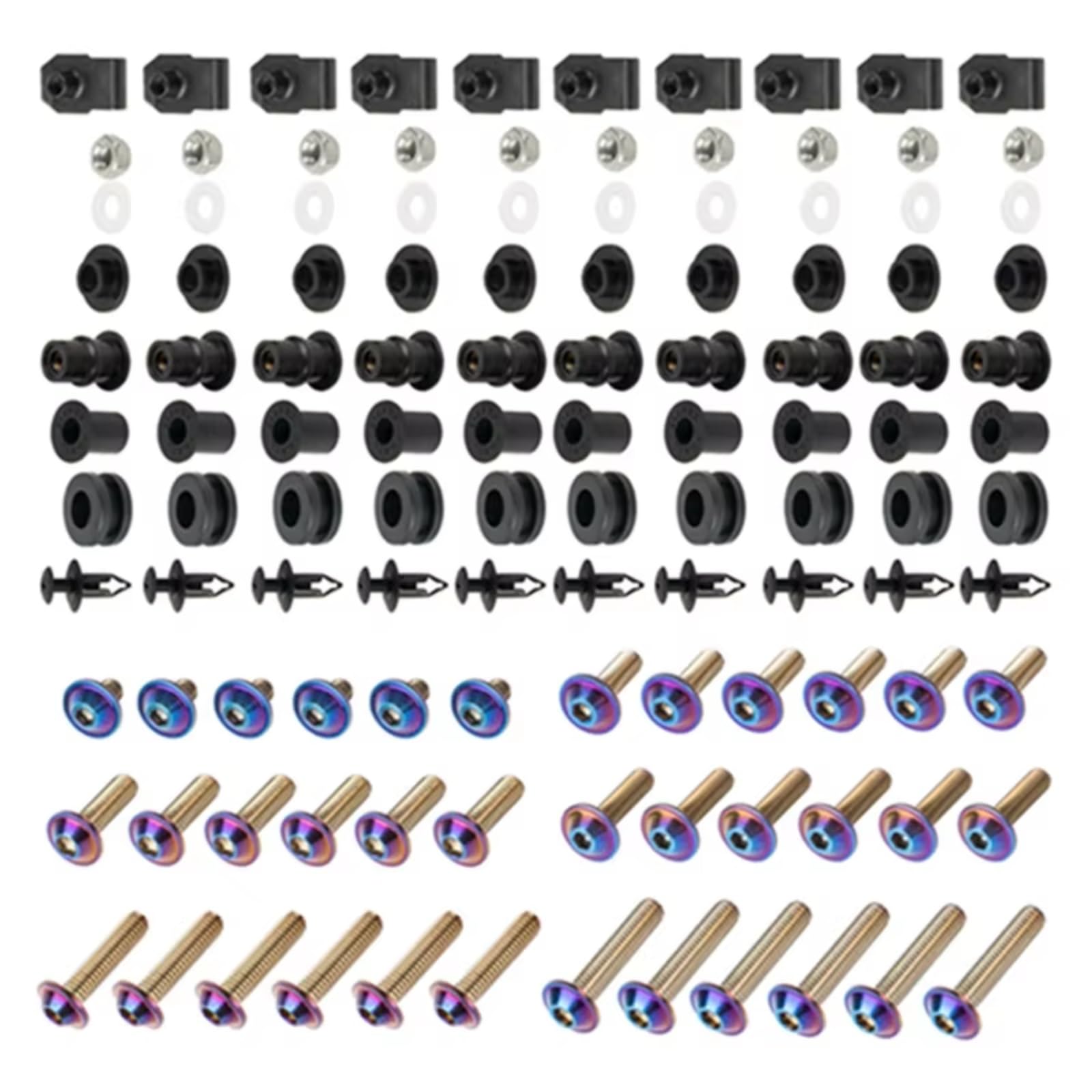 SZYNBQ Motorradschrauben Kompatibel Mit Für Ninja 250R 2008 2009 2010 2011 2012. Komplette Karosserieschrauben Für Motorräder. Schrauben Für Motorradverkleidungen. Mutternclip-Kit(Multi-Colored) von SZYNBQ